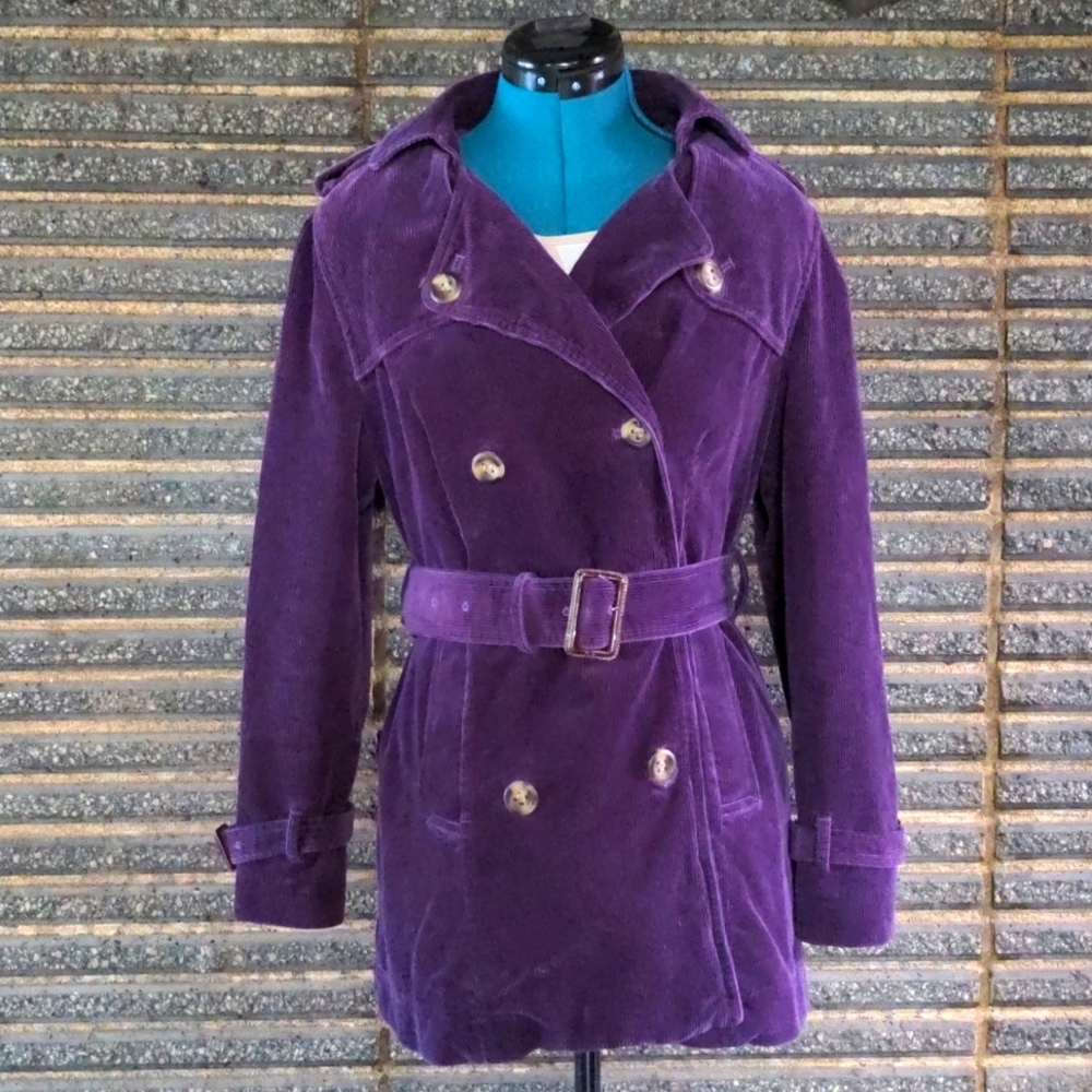 L.L. Bean Vintage Purple Corduroy Trench Coat